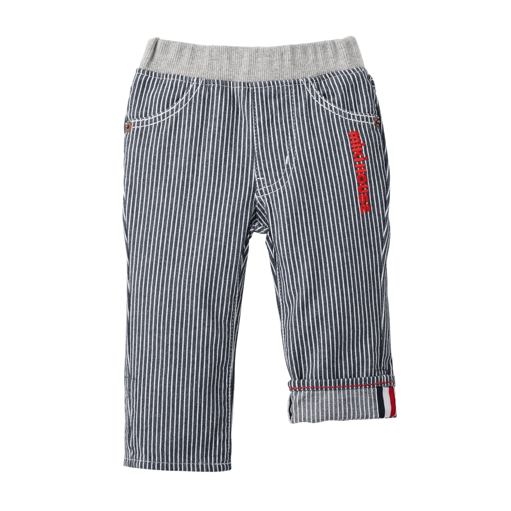 PANTALON À RAYURES BLEU ET BLANC