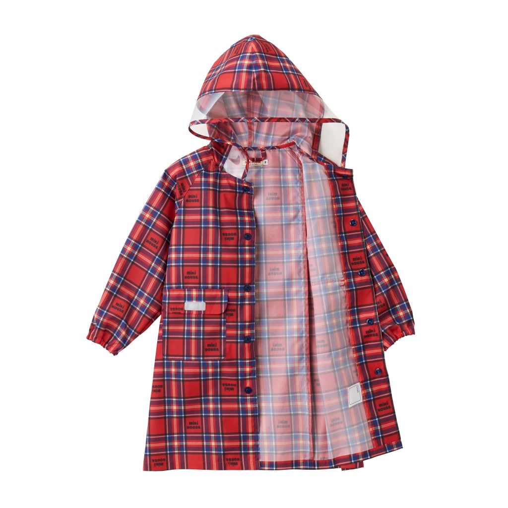 MIKI HOUSE RED CHECKED RAIN JACKET