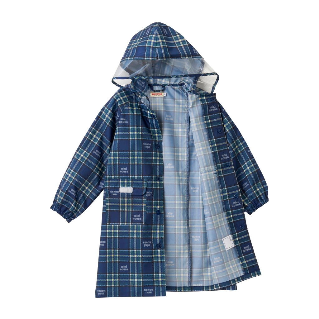 MIKI HOUSE BLUE CHECKED RAIN JACKET