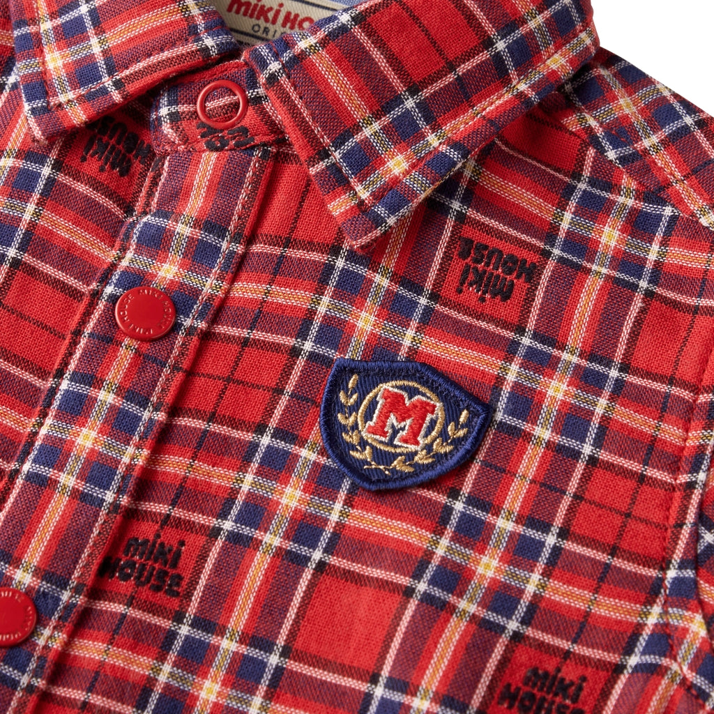 CHEMISE A CARREAUX ROUGE LOGO  MIKI HOUSE