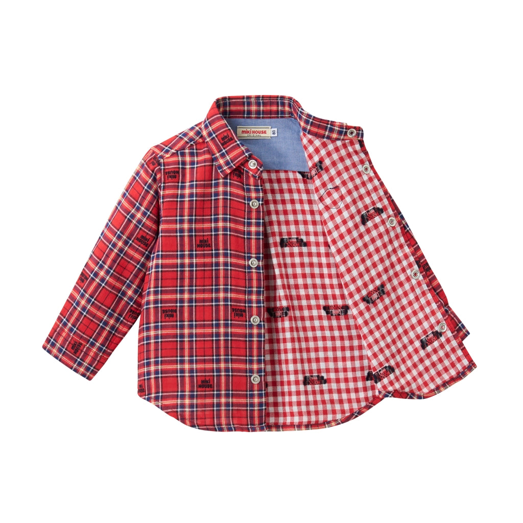 CHEMISE A CARREAUX ROUGE LOGO  MIKI HOUSE