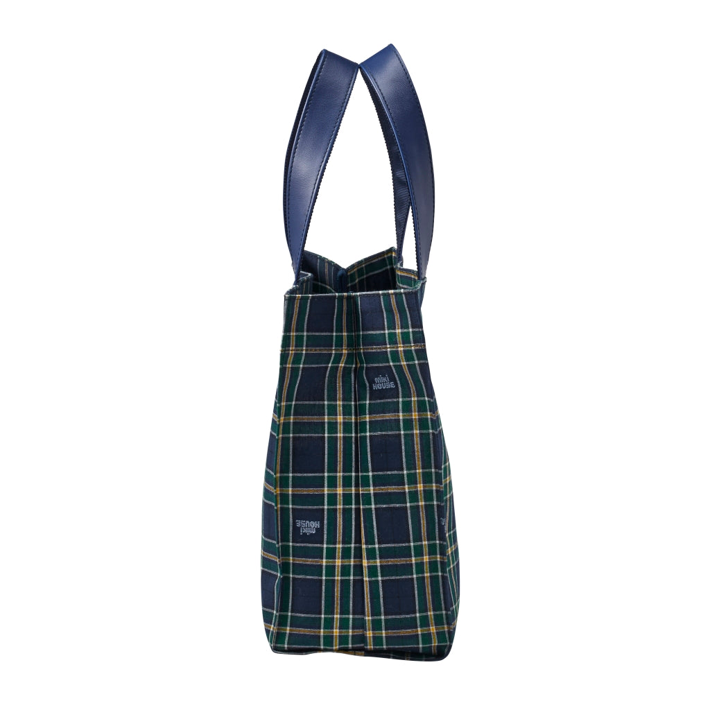 SAC OURSONS BLEU MARINE ET VERT À CARREAUX