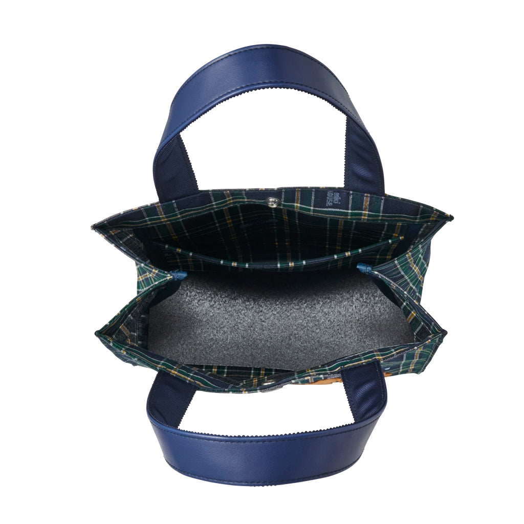 SAC OURSONS BLEU MARINE ET VERT À CARREAUX