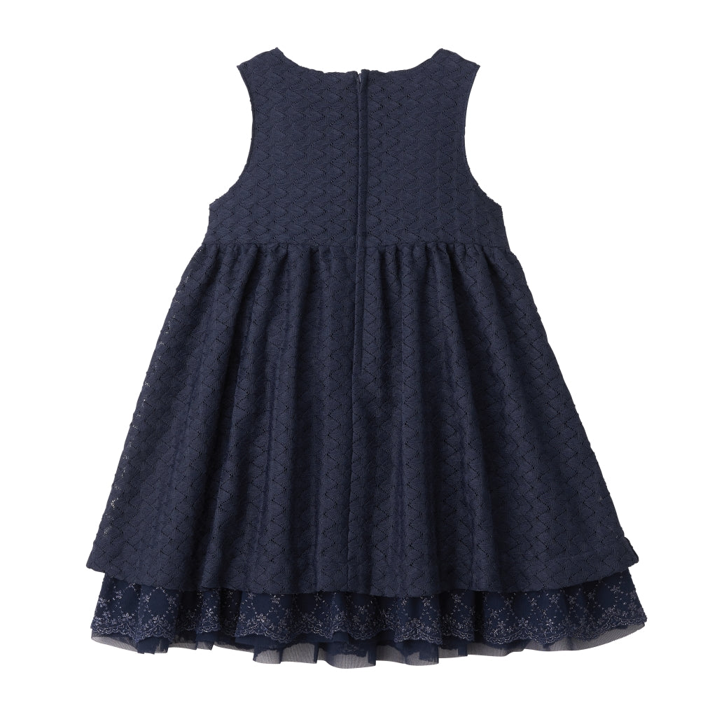 ROBE BLEU MARINE NŒUD BLANC