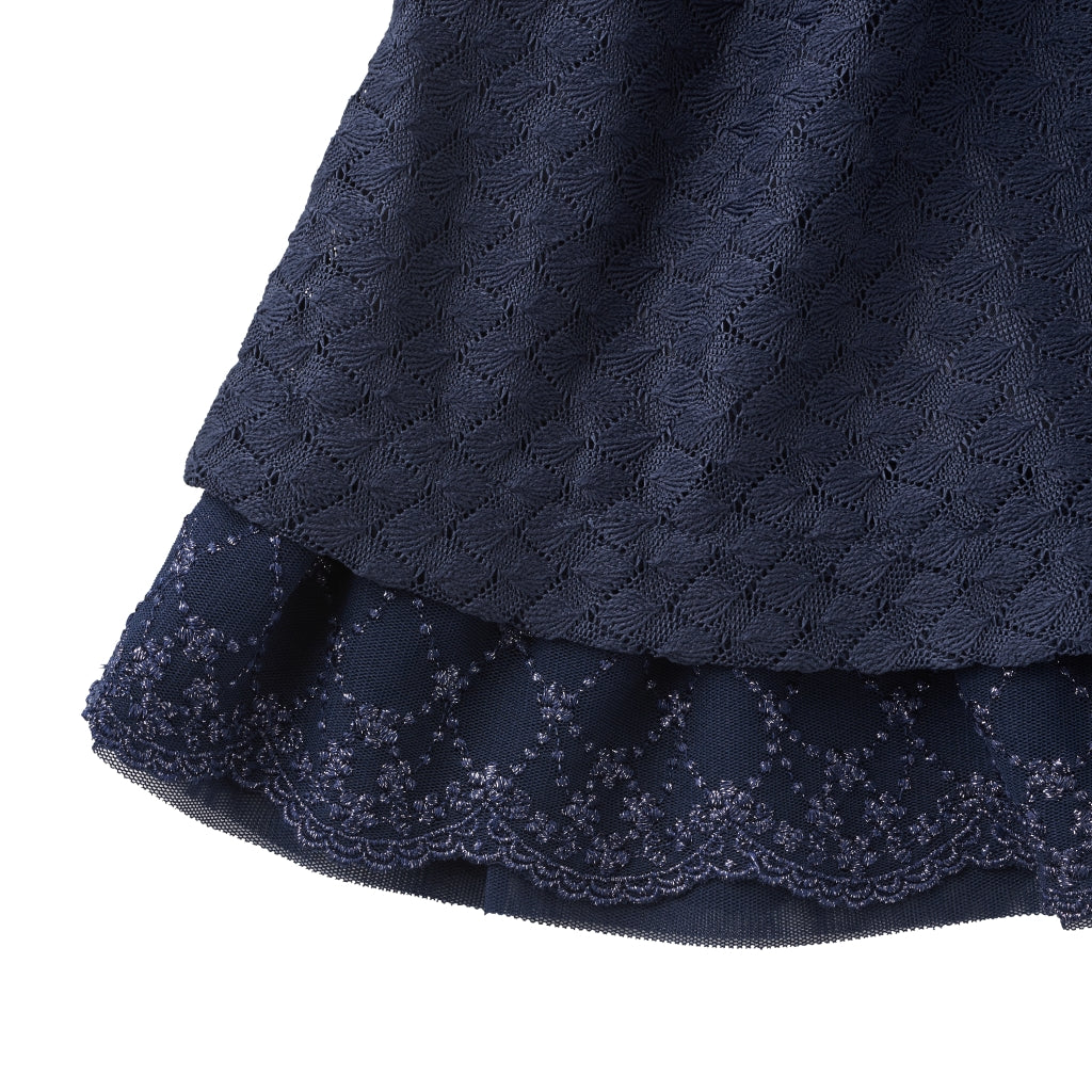 ROBE BLEU MARINE NŒUD BLANC