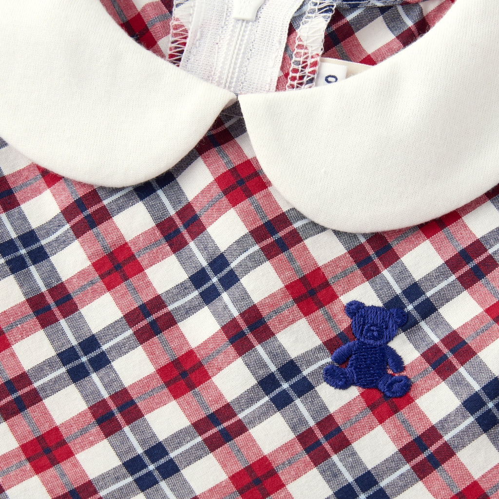 ROBE BLEUE ET ROUGE À CARREAUX MIKI HOUSE