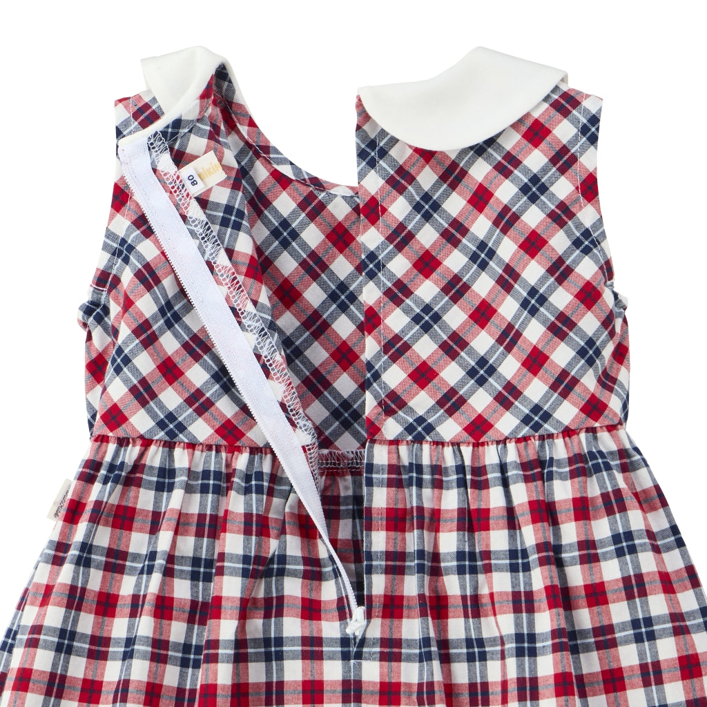 ROBE BLEUE ET ROUGE À CARREAUX MIKI HOUSE