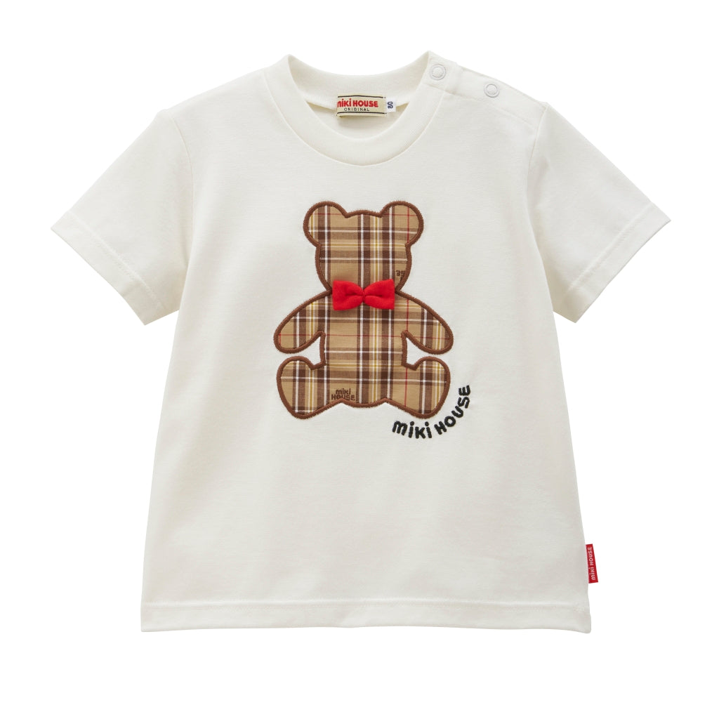 T-SHIRT BLANC CLASSIQUE OURSON MIKI HOUSE