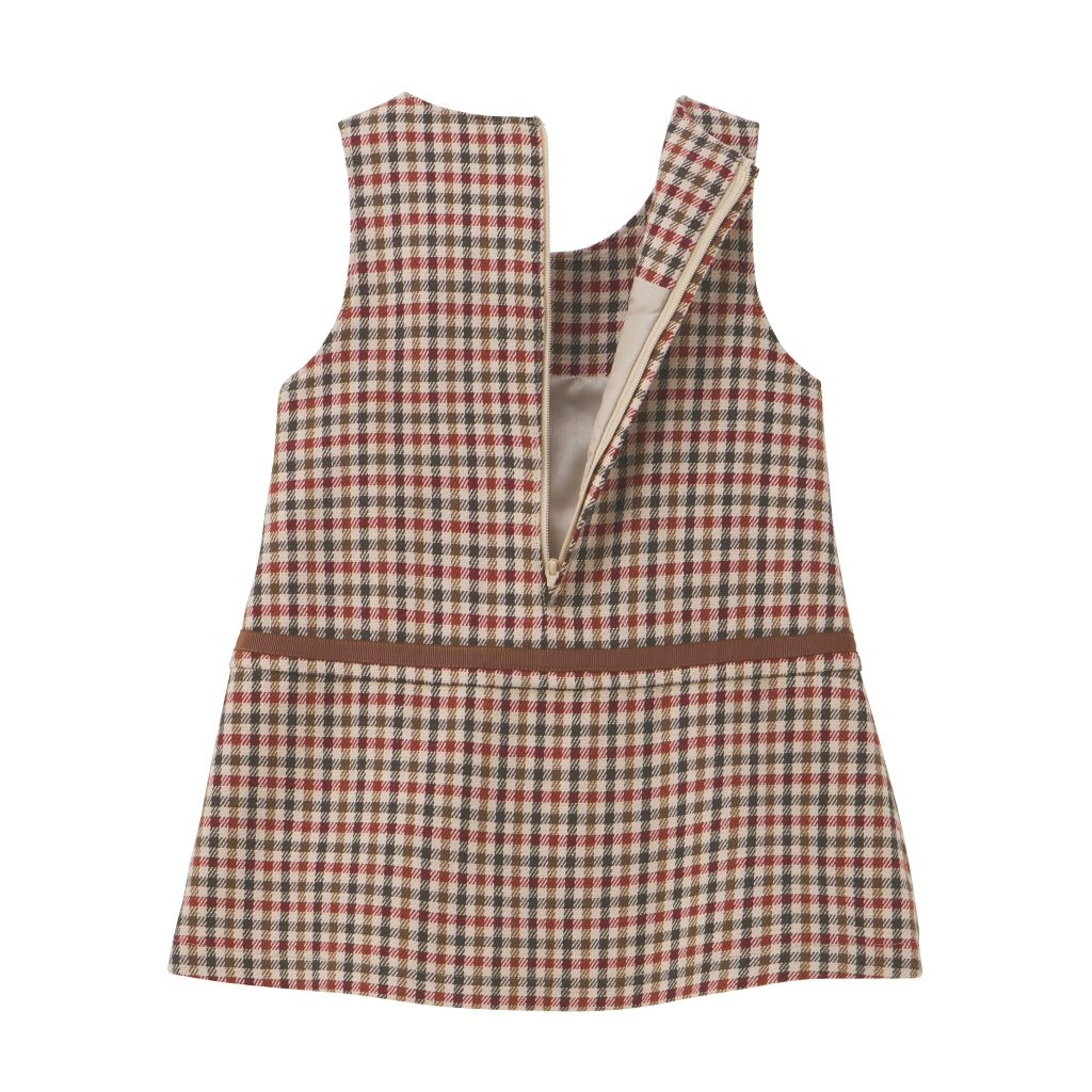 ROBE MARRON À CARREAUX AVEC OURSON