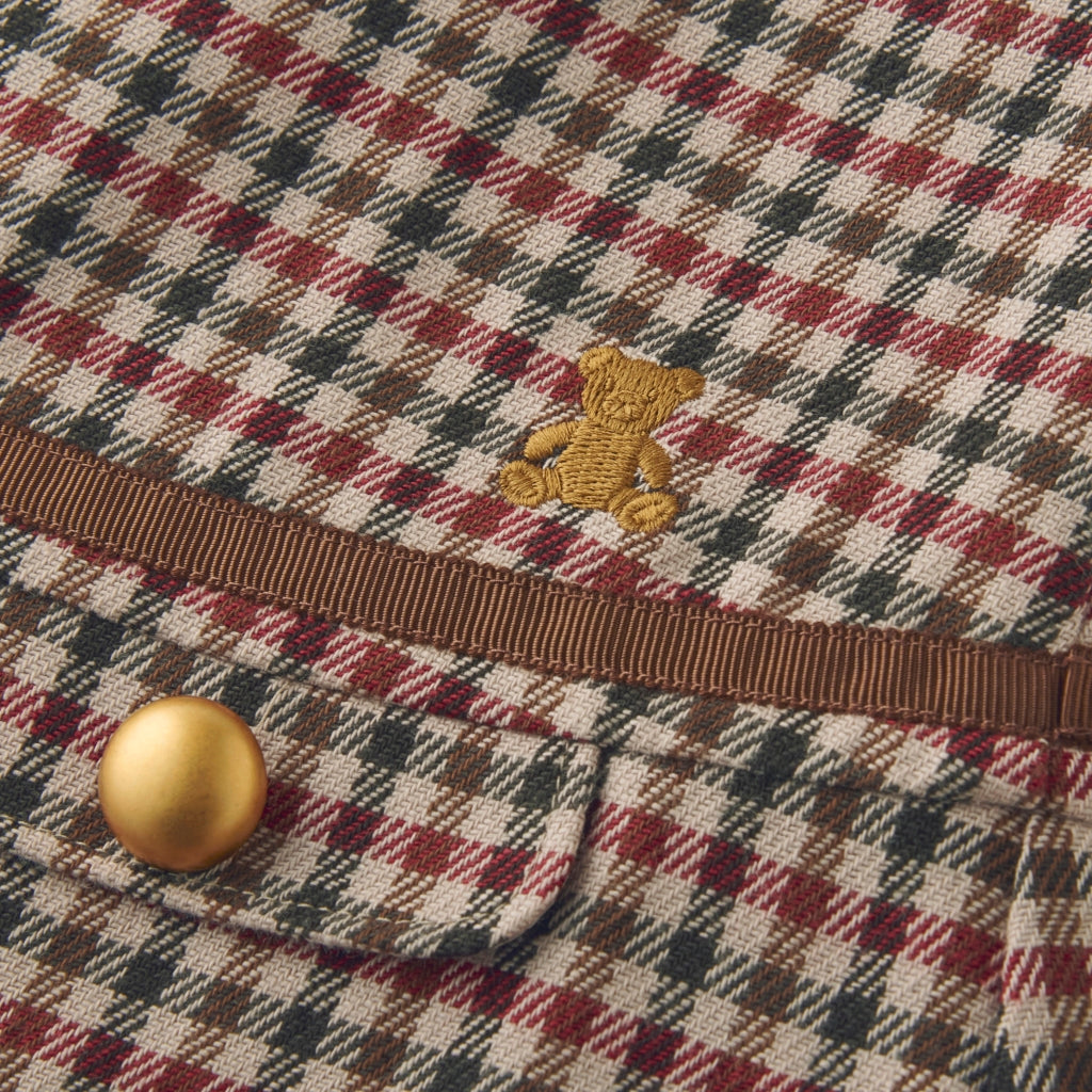 ROBE MARRON À CARREAUX AVEC OURSON