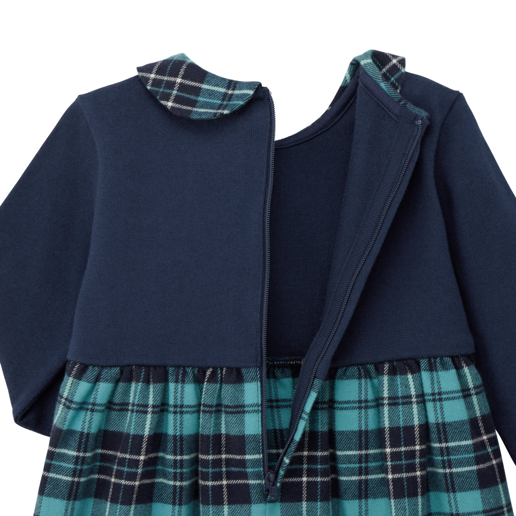ROBE BICOLORE COL CLAUDINE À CARREAUX