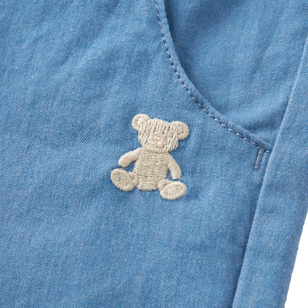 PANTALON BLEU OURSON BLANC À VOLANTS