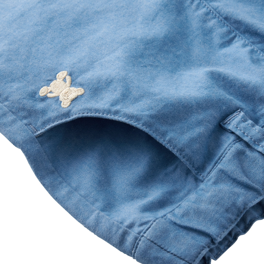 PANTALON BLEU OURSON BLANC À VOLANTS