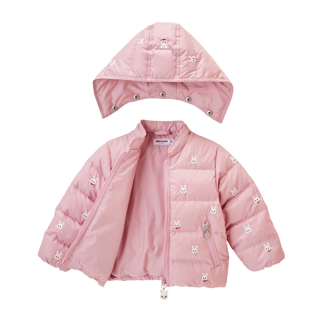 MIKI HOUSE PINK USAKO DETACHABLE HOODED PUFFER JACKET