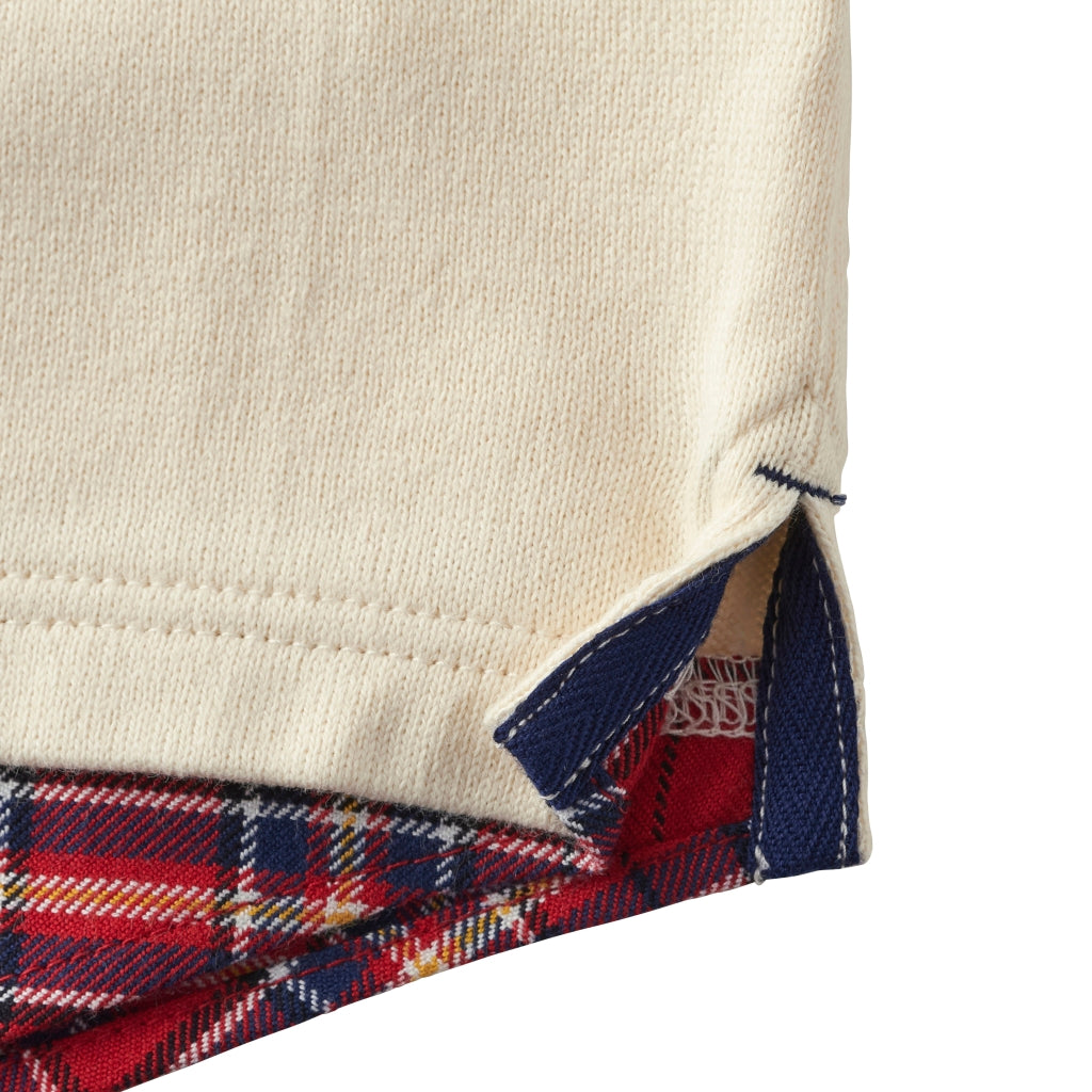 T-SHIRT MANCHES LONGUES IVOIRES MOTIF TARTAN