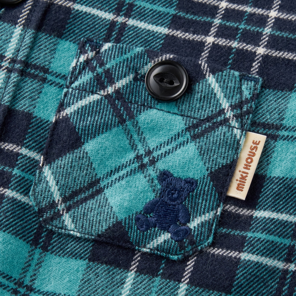 CHEMISE BLEUE À CARREAUX MIKI HOUSE