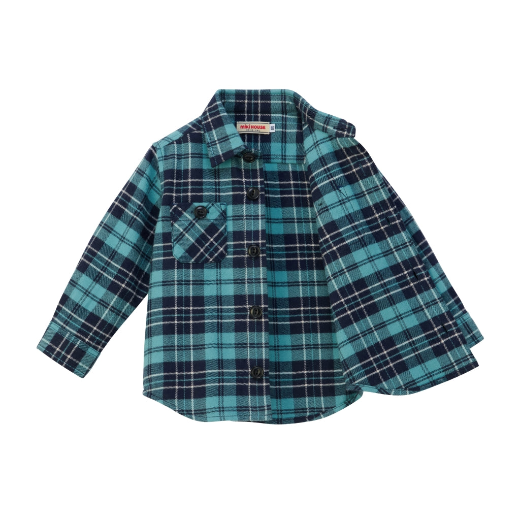 CHEMISE BLEUE À CARREAUX MIKI HOUSE