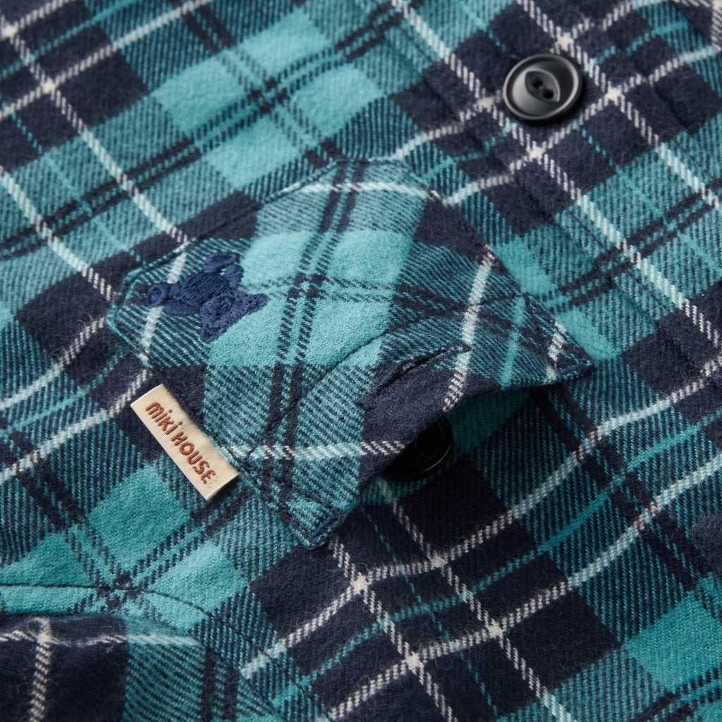 CHEMISE BLEUE À CARREAUX MIKI HOUSE