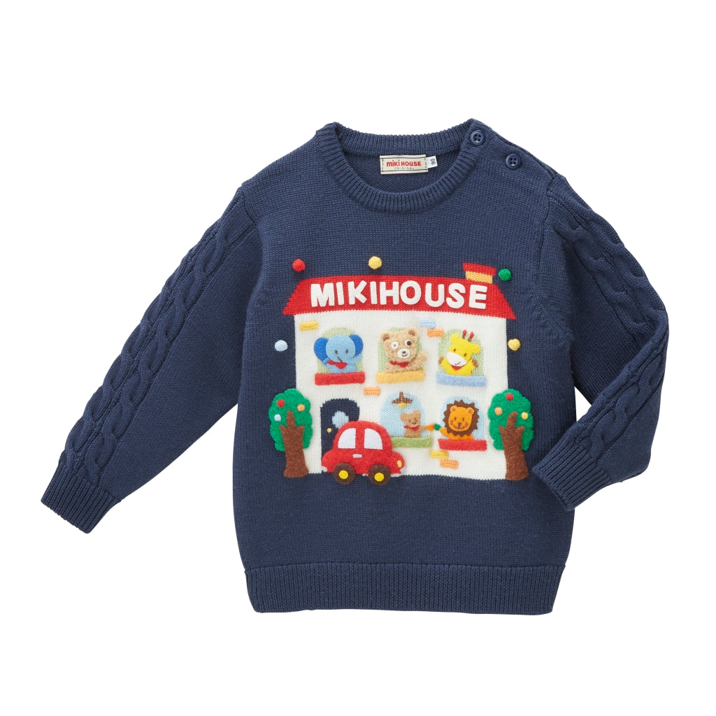 PULL LAINE BLEU PUCCI ET SES AMIS MIKI HOUSE