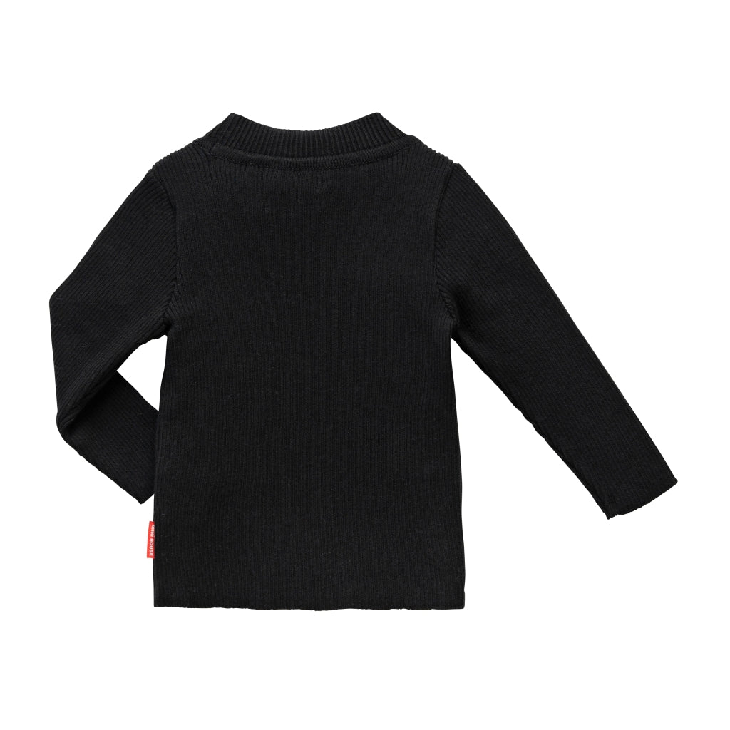 PULL EN COTON NOIR GRAND COL GARCON MIKI HOUSE