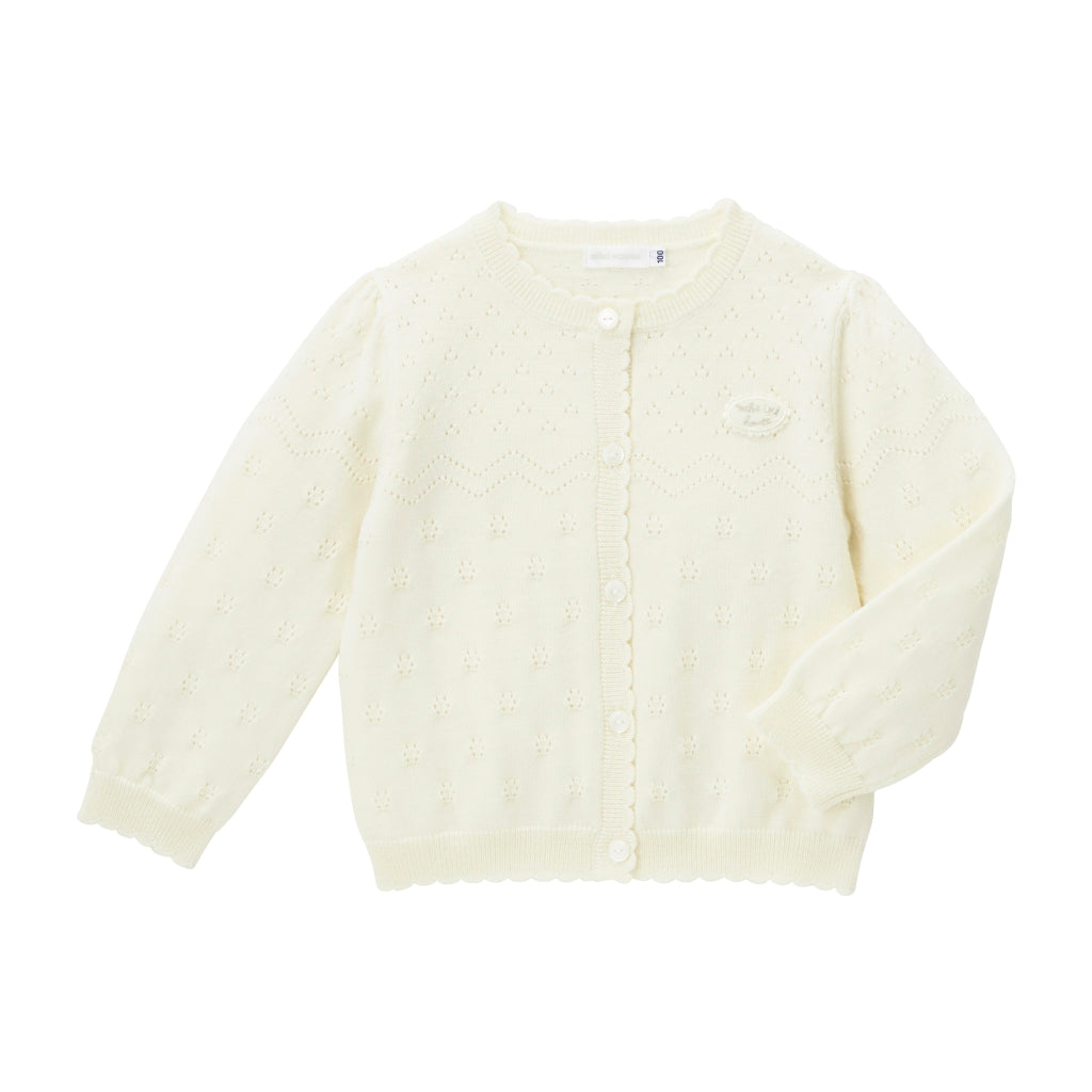CARDIGAN EN LAINE BLANC BRODE MIKI HOUSE