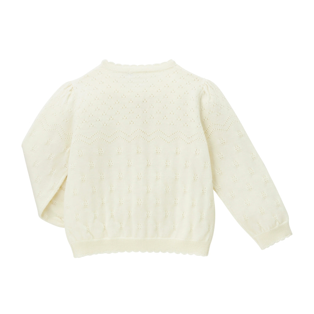 CARDIGAN EN LAINE BLANC BRODE MIKI HOUSE