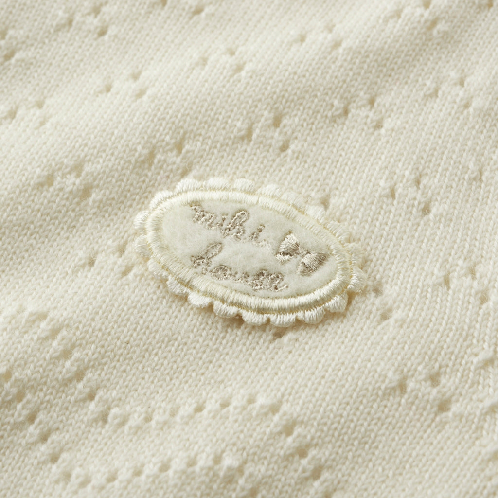 CARDIGAN EN LAINE BLANC BRODE MIKI HOUSE