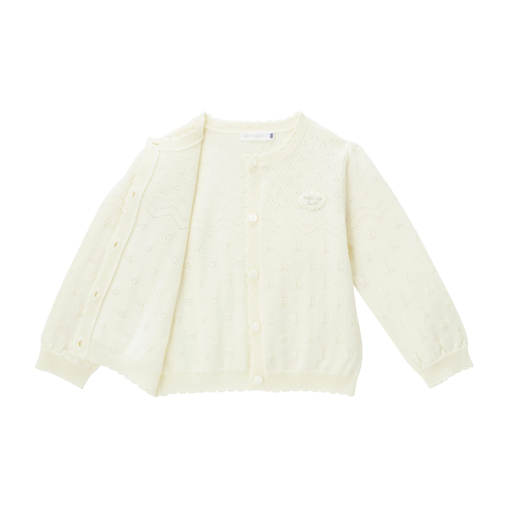 CARDIGAN EN LAINE BLANC BRODE MIKI HOUSE