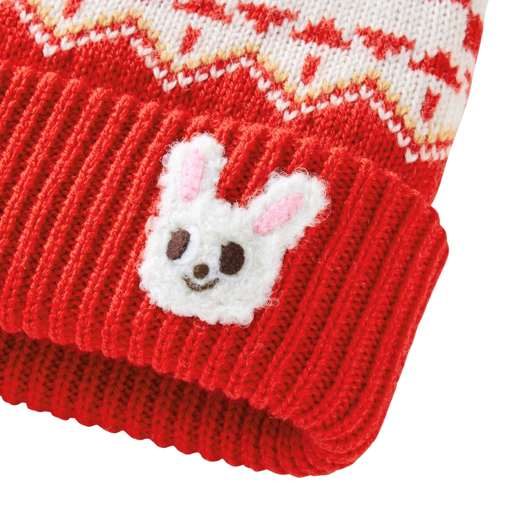 BONNET ROUGE USAKO AVEC POMPON EN LAINE