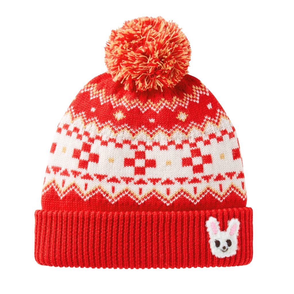 BONNET ROUGE USAKO AVEC POMPON EN LAINE