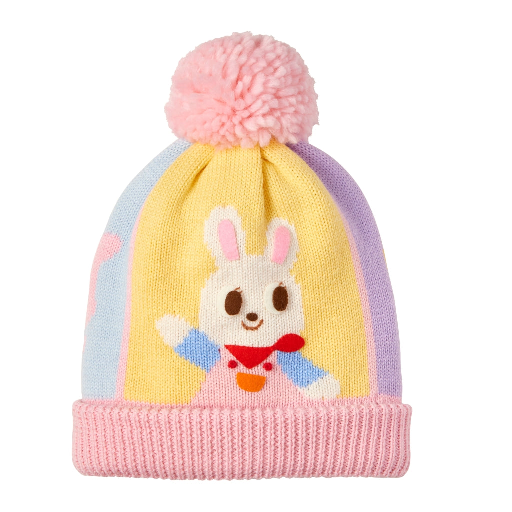 BONNET USAKO PASTEL À POMPON