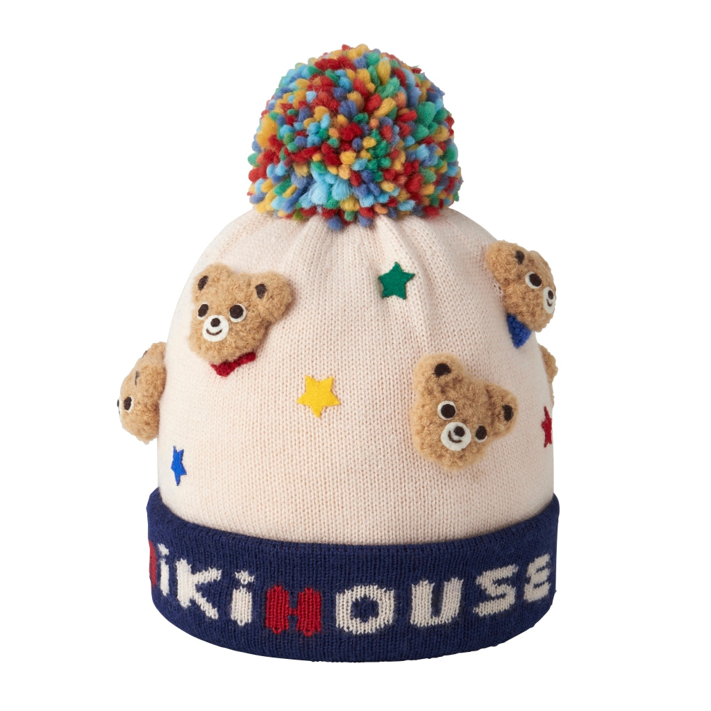 BONNET ETOILES COLORES PUCCI UNISEXE AVEC POMPOM MIKI HOUSE