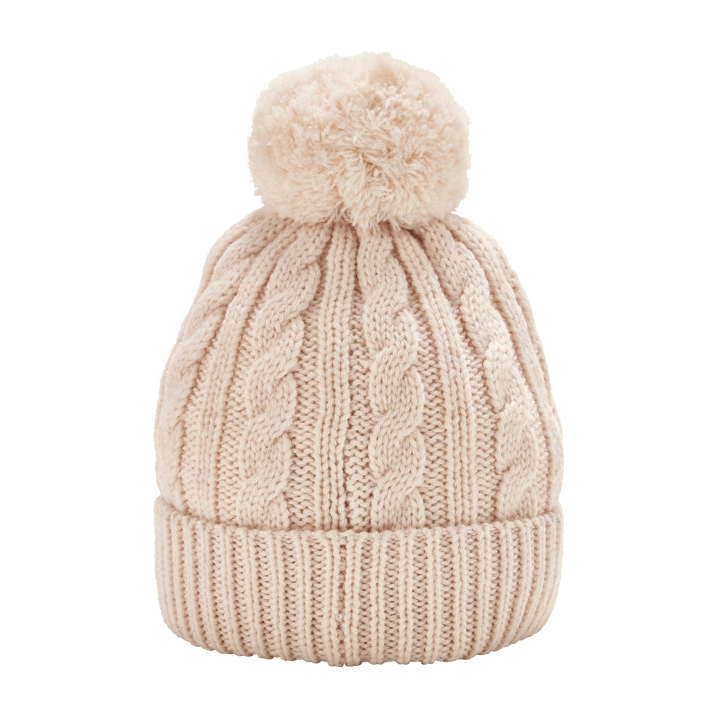 BONNET IVOIRE AVEC POMPON EN LAINE