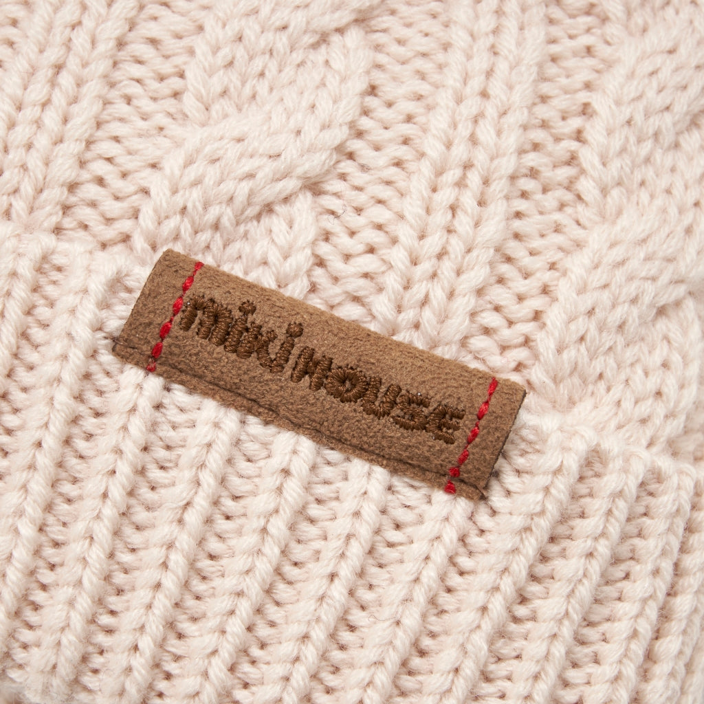BONNET IVOIRE AVEC POMPON EN LAINE