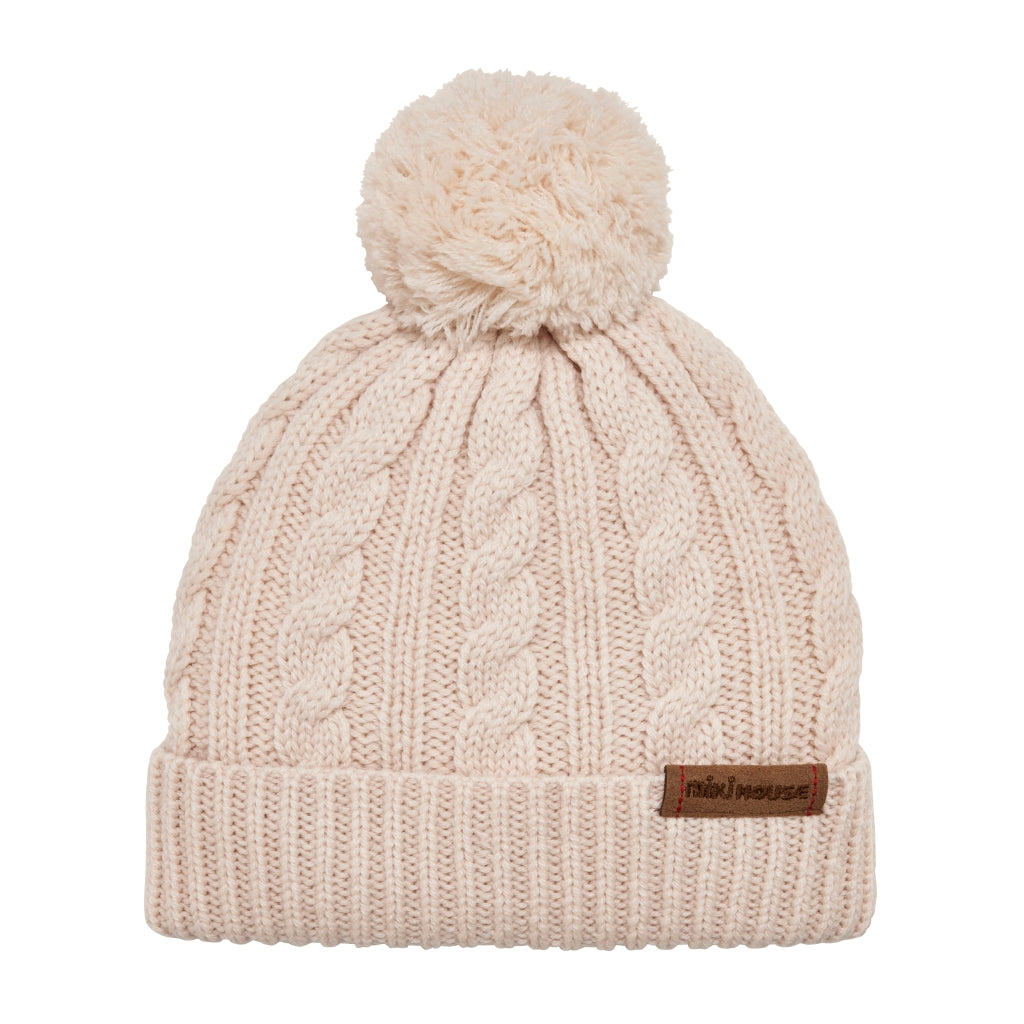 BONNET IVOIRE AVEC POMPON EN LAINE