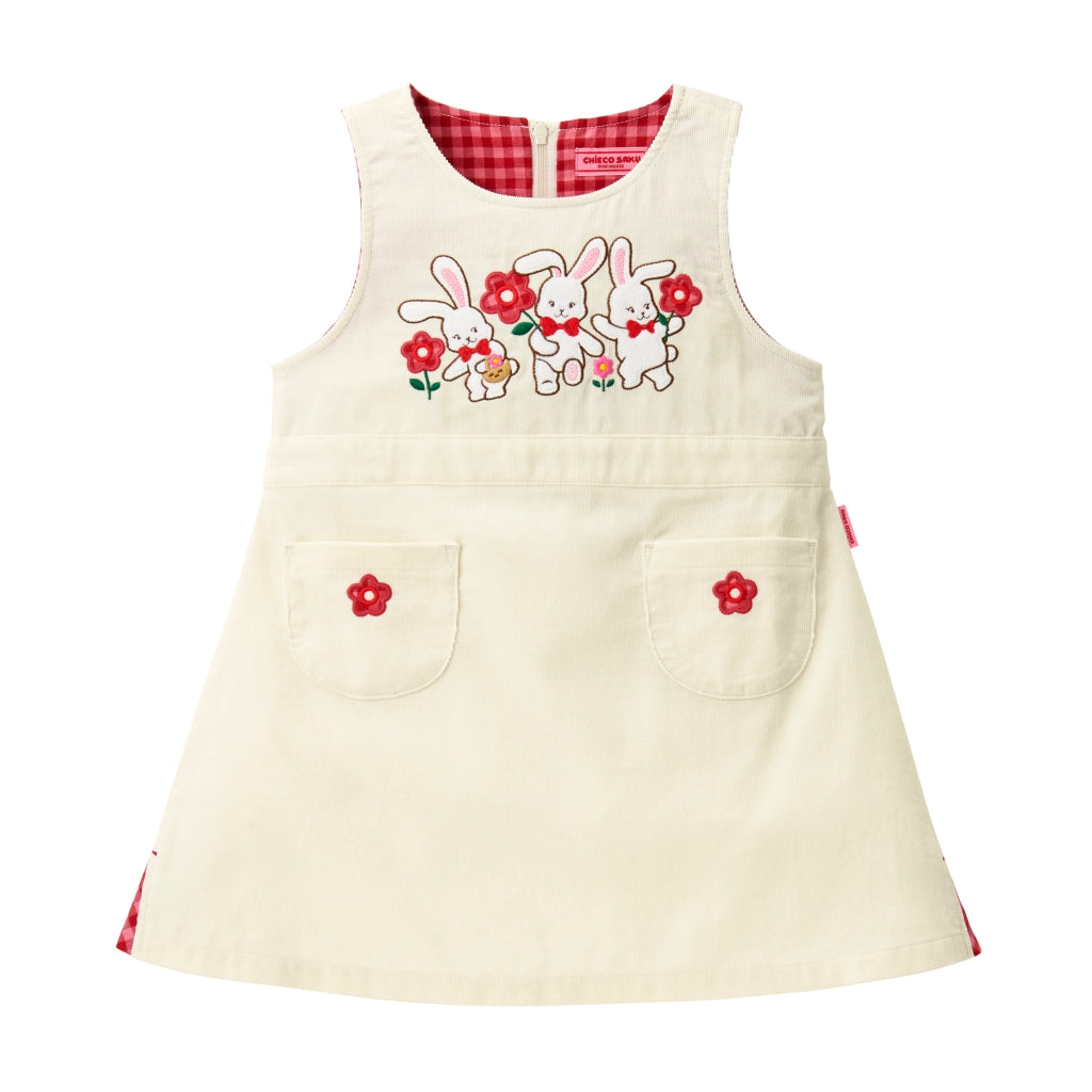 ROBE BLANCHE REVERS A CARREAUX CHIECO SAKU FILLE MIKI HOUSE