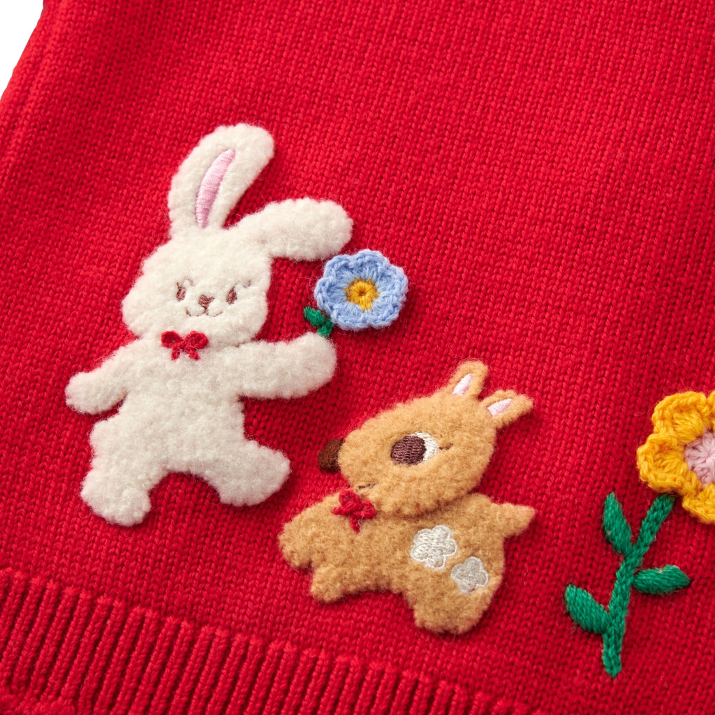 CARDIGAN ROUGE FLORAL CHIECO SAKU