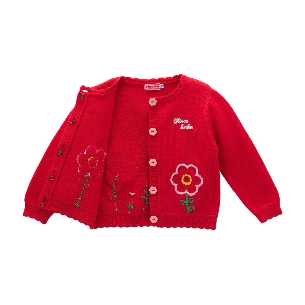 CARDIGAN ROUGE FLORAL CHIECO SAKU