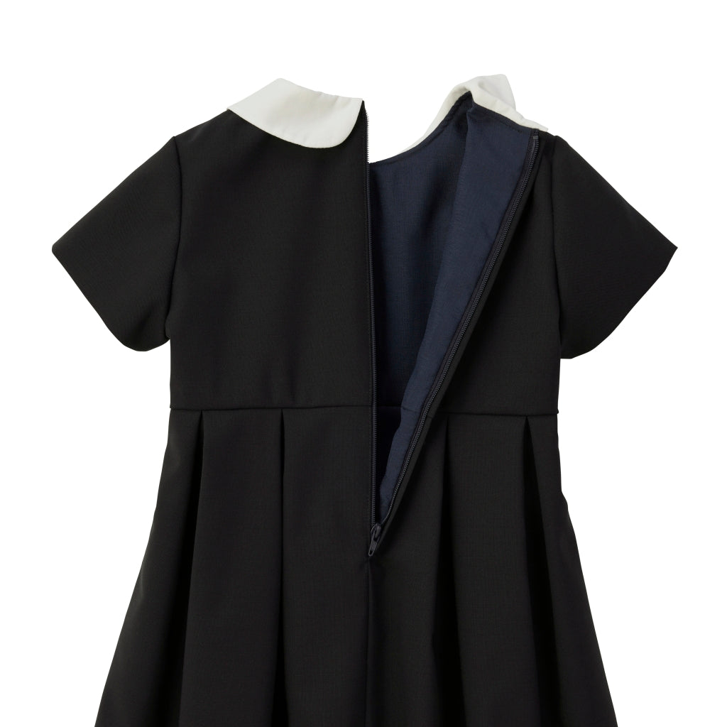 ROBE NOIRE PLISSÉE BRODERIES FLEURS