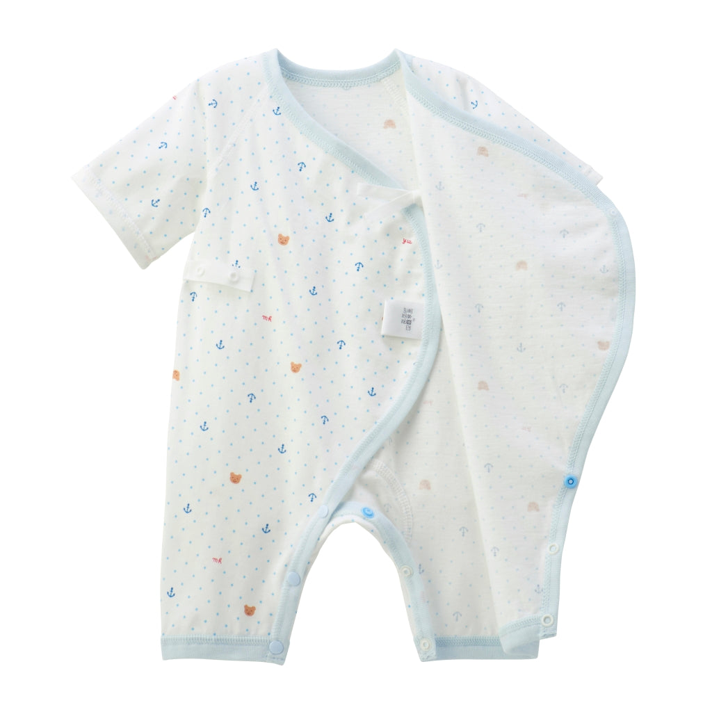 COMBINAISON BÉBÉ COTON BLEUE MOTIFS ANCRES MARINES