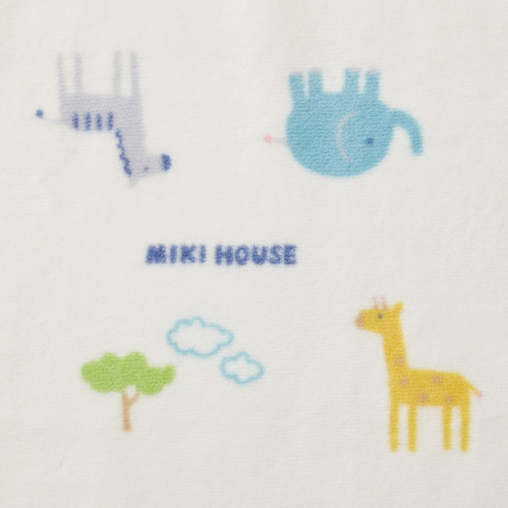 MIKI HOUSE ANIMAL WHITE COTTON BLANKET