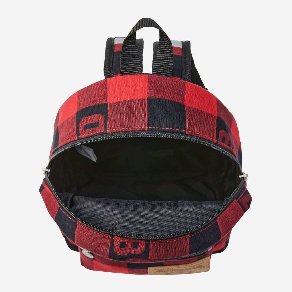 RED AND BLACK CHECK RUCKSACK DOUBLE B MIKI HOUSE