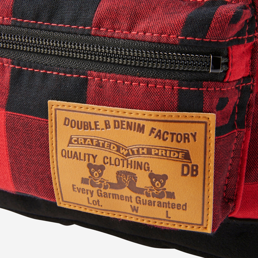 RED AND BLACK CHECK RUCKSACK DOUBLE B MIKI HOUSE