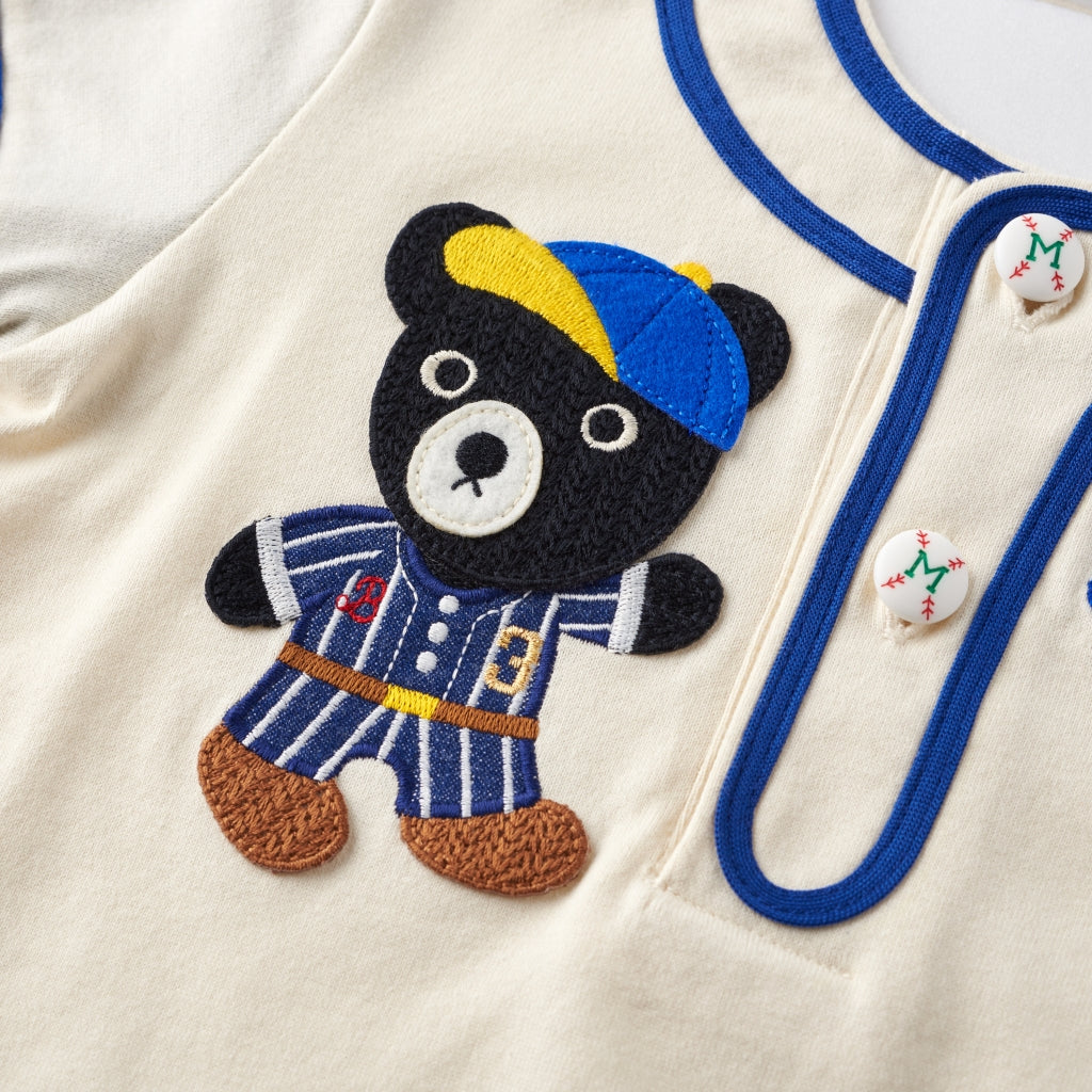 T-SHIRT BLEU MANCHES LONGUES BASEBALL DOUBLE B