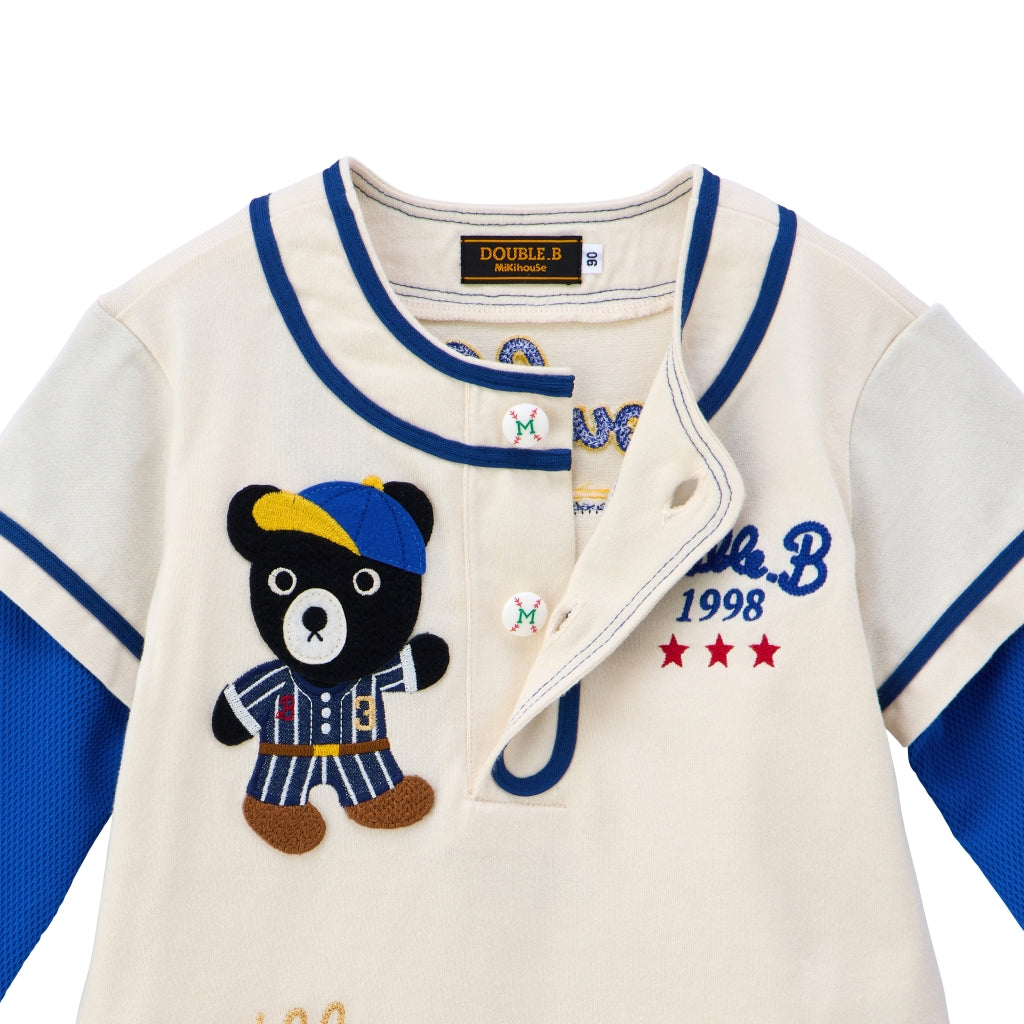 T-SHIRT BLEU MANCHES LONGUES BASEBALL DOUBLE B