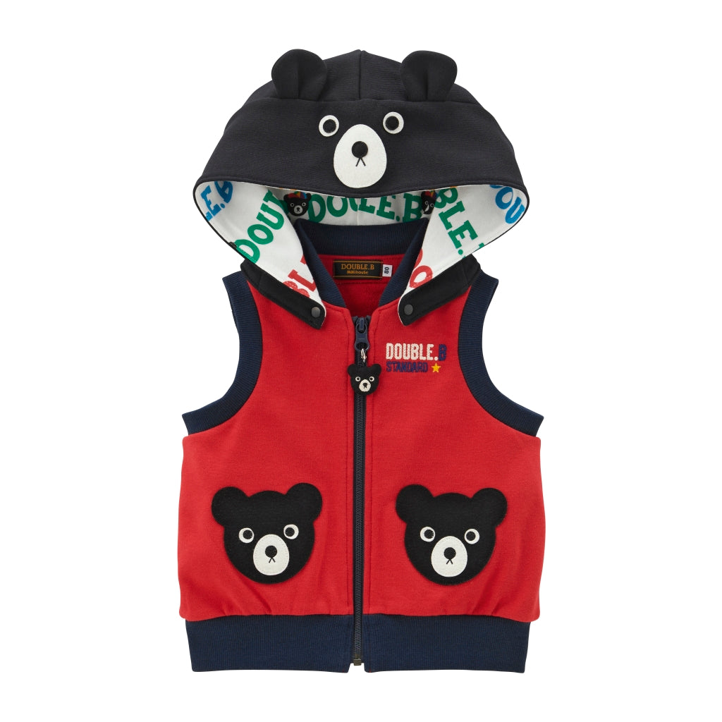 GILET SANS MANCHE AVEC CAPUCHE ROUGE DOUBLE B