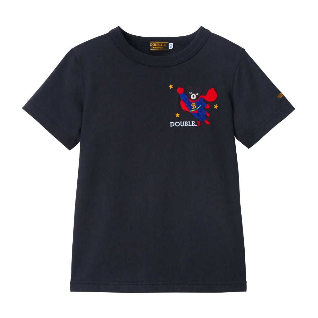 T-SHIRT NOIR SUPER HEROS DOUBLE B MIKI HOUSE