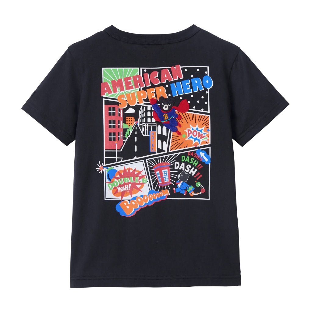 T-SHIRT NOIR SUPER HEROS DOUBLE B MIKI HOUSE