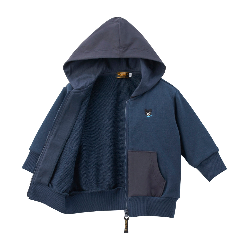 GILET COTON AVEC CAPUCHE BLEU MARINE DOUBLE B