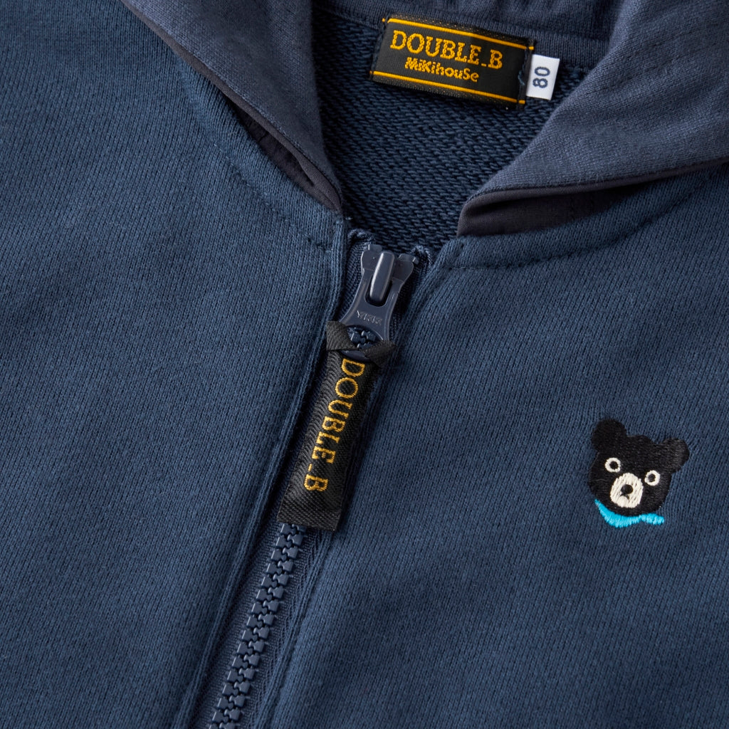 GILET COTON AVEC CAPUCHE BLEU MARINE DOUBLE B